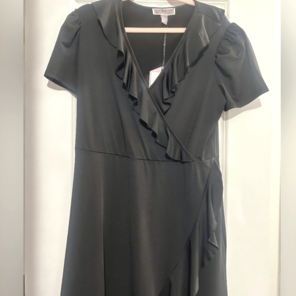 BY Design Womes Black Asymmetrical Ruffle Dress - Picture 1 of 6